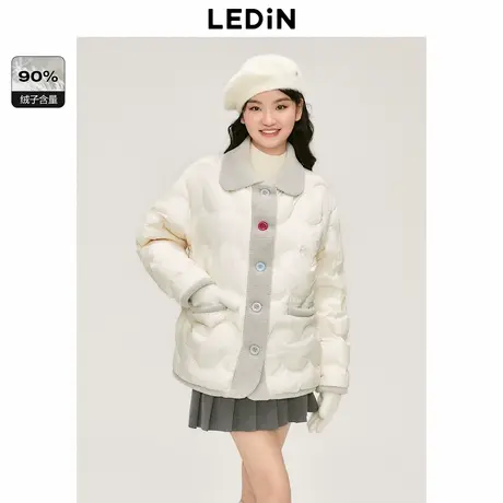 乐町毛织拼接羽绒服女冬季新款外套C2ACD4516图片