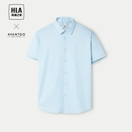 HLA/海澜之家轻商务经典系列短袖衬衫2024春夏新款通勤凉感衬衣男图片