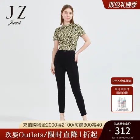 【断码秒】玖姿商场同款九分裤女夏新款时尚黑色小脚裤JWBX11104图片