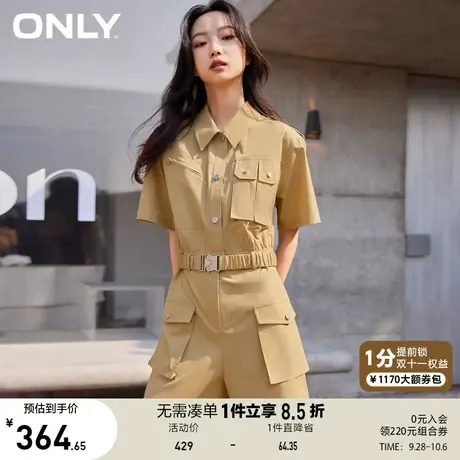 ONLY奥莱夏季工装风多口袋金属腰带连体短裤女图片
