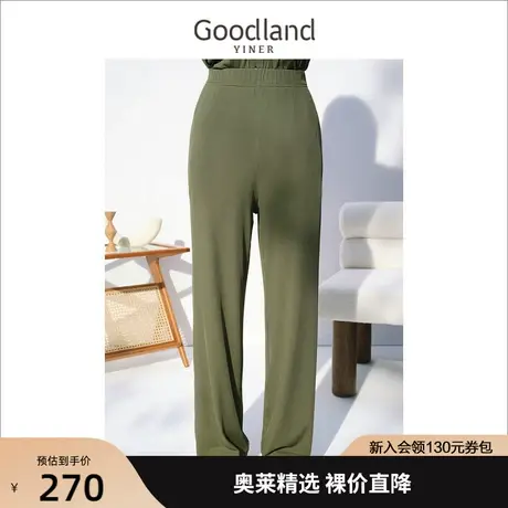 音儿美地女装2022秋季新款松紧腰休闲裤条纹垂感阔腿裤图片