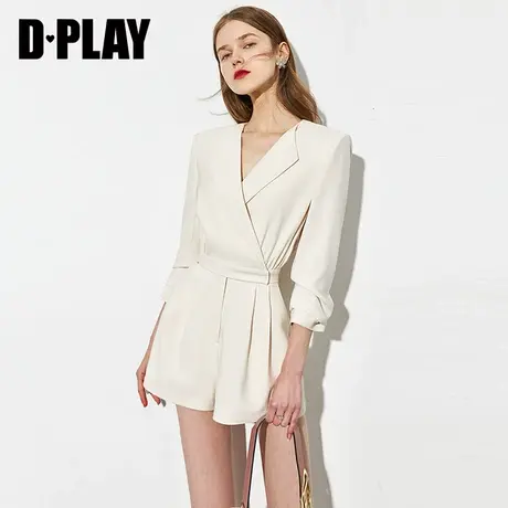 DPLAY夏季新款白色短裤西装套装西装连体裤连体短裤图片