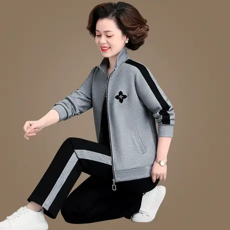 休闲运动服套装女春秋2024年新款藏肉显瘦直筒裤拉链外套三件套潮图片