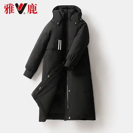 雅鹿黑色羽绒服女中长款2022冬季新款时尚宽松保暖加厚连帽外套潮图片