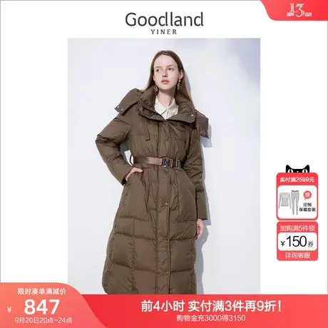 音儿美地女装2022冬季新款垂感连帽设计感中长款高端羽绒服图片