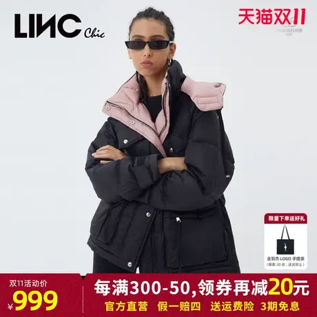 LINC金羽杰羽绒服女2023冬新款反季断码专柜女款派克服短款面包服图片