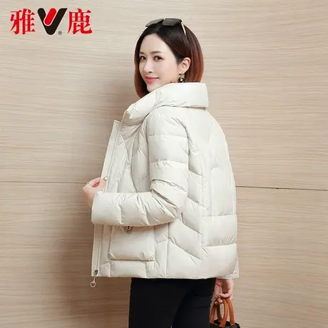 雅鹿白色羽绒服女短款2022冬季新款时尚休闲小个子宽松保暖短外套图片