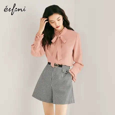 伊芙丽衬衫女春秋新款长袖可拆卸飘带时尚休闲通勤上衣1CA924181图片