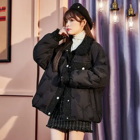 唐狮白色小香风羽绒服女冬装新款短款小个子高级感超好看外套图片