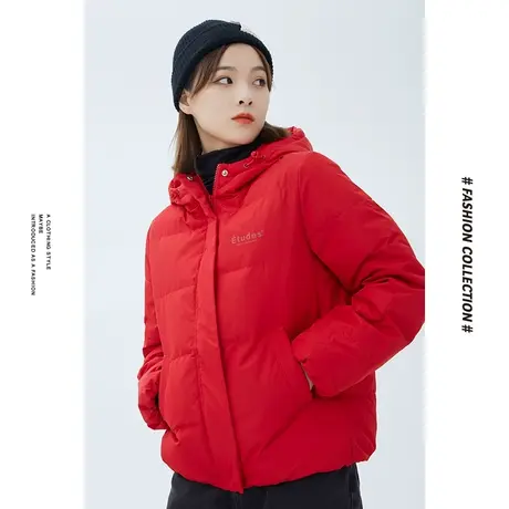 [商场同款]唐狮冬季羽绒服女短款连帽直筒羽绒服户外休闲运动上图片