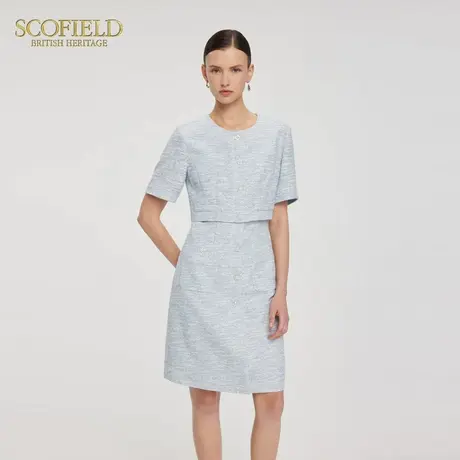 Scofield女装法式小香风假两件连衣裙珍珠纽扣2025夏季新品图片