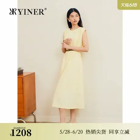 YINER音儿女装夏季高支棉透气轻薄法式优雅浪漫气质连衣裙图片