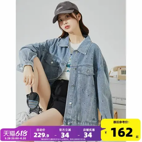 唐狮牛仔外套女2025春季新款宽松ins潮超好看春秋翻领休闲上衣图片