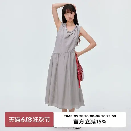 omont蛋挞家气质手工编织荡领无袖连衣裙2025夏宽松慵懒风背心裙图片