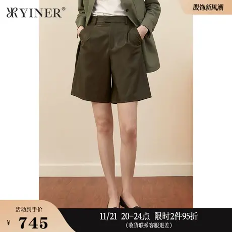 YINER音儿女装秋季短款宽松绵羊皮休闲裤图片