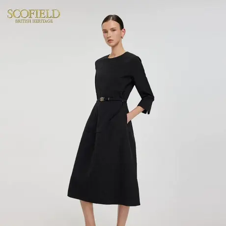 Scofield女装法式提花赫本风连衣裙立裁腰封立体下摆2025夏季新品图片