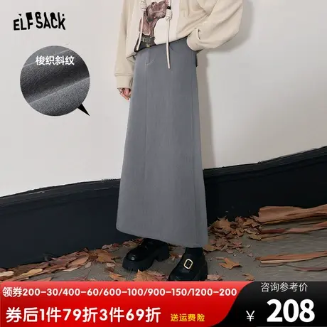 妖精的口袋高腰复古半身裙女2023冬季新款小个子a字显瘦半身长裙图片
