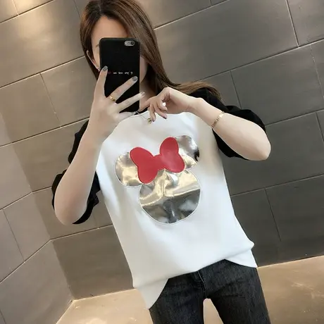 女装2024年新款春季春装纯棉短袖T恤宽松上衣服设计感打底衫爆款图片