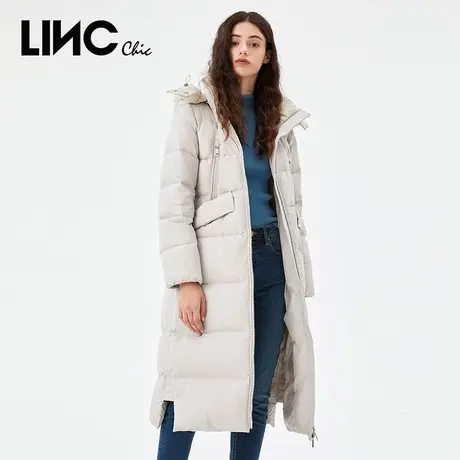 LINC金羽杰羽绒服女2023秋冬新款长款加厚连帽反季专柜断码羽绒服图片