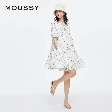 MOUSSY 2025夏季新品文艺风泡泡袖短款碎花连衣裙028ISA33-3931图片