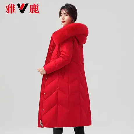 雅鹿大狐狸毛领羽绒服女中长款2022冬季新款长过膝时尚宽松外套潮图片