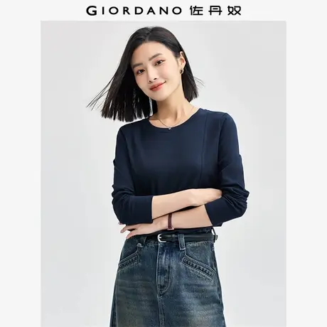 佐丹奴T恤女装纯棉破骨针织圆领长袖T恤 13324713图片