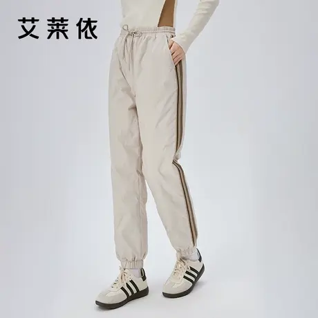 艾莱依收脚2023新款羽绒裤女士拼接收腰长款时尚通勤鸭绒秋冬长裤图片