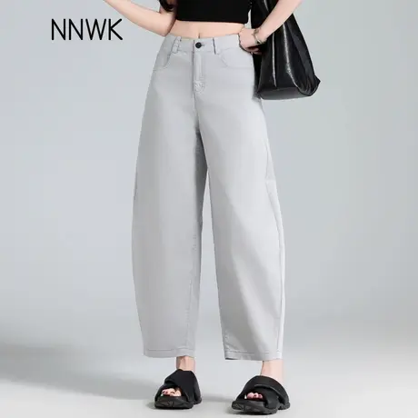 浅灰色裤子女2025新款夏季薄款小个子休闲裤八分九分裤弯刀哈伦裤图片