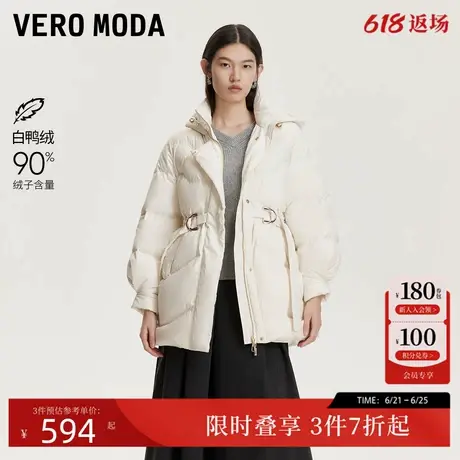 Vero Moda羽绒服24冬新款90绒连帽立领收腰短款羽绒服324423038图片