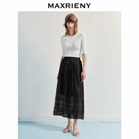 【奥莱】MAXRIENY浪漫感A型花边伞摆半身裙女高腰裙图片