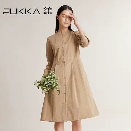 蒲PUKKA 女装纯棉风衣2023春装新款设计感中长款外套春商场同款图片