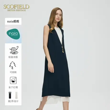【naia醋酸】Scofield女装法式都市无袖两件套连衣裙2025夏季新品图片