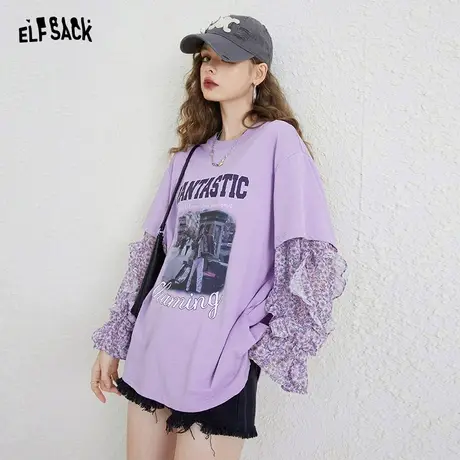 妖精的口袋流苏黑色褶皱半身裙女2023夏季新款高腰显瘦印花中长款图片