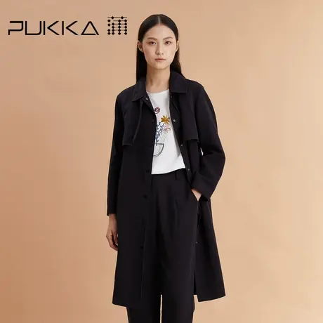 Pukka蒲牌女装棉麻风衣2022春装新款设计感中长款棉外套商场同款图片
