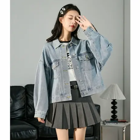 唐狮女牛仔外套短款春季新款小个子时尚百搭翻领休闲上衣网红图片