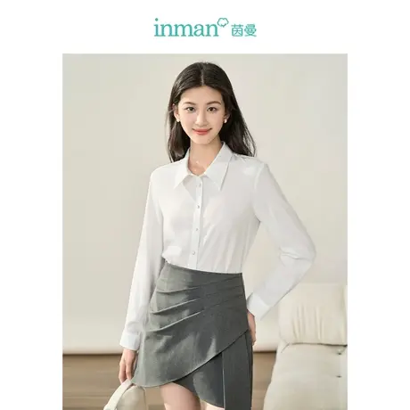 【商场同款】茵曼莱赛尔衬衣2023秋季女装新款可拆飘带领长袖上衣图片