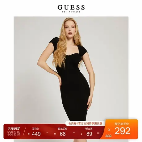 GUESS女士纯色收腰极简优雅方口连衣裙-W1BK51Z17X3图片