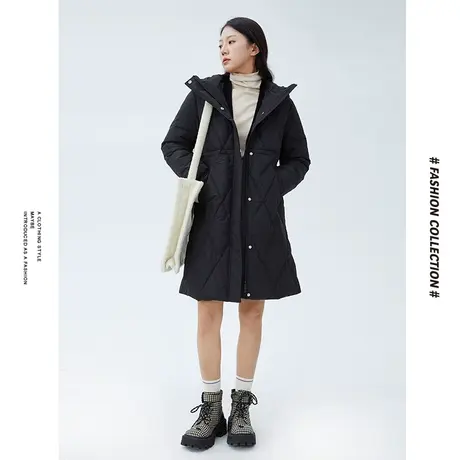 [商场同款]唐狮冬季羽绒服女净色中长款羽绒服休闲保暖加厚鸭绒图片