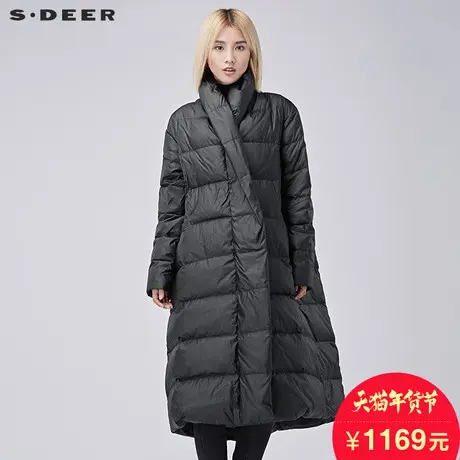 sdeer圣迪奥女装冬装新款长款过膝宽松羽绒服S16482476图片