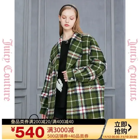 Juicy Couture橘滋2023新款法式浪漫经典格纹女式大衣图片