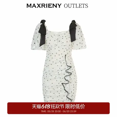 【奥莱】MAXRIENY爱心抽褶波点连衣裙文艺复古感裙子图片