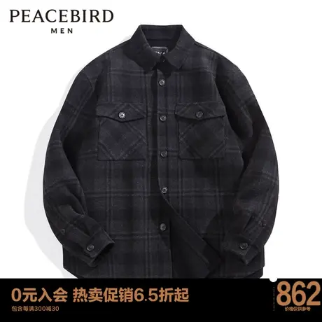 太平鸟男装 潮流休闲宽松外穿式格纹衬衫男B1CHC4245商品大图