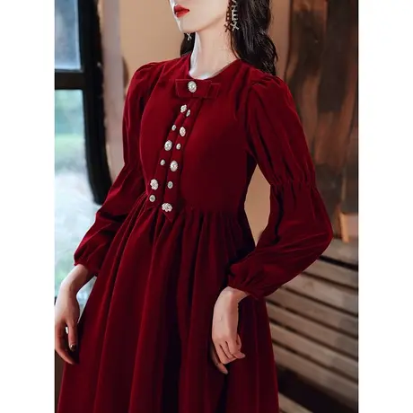 敬酒服新娘2024新款秋冬季结婚礼服女长袖加厚平时可穿孕妇遮肚子图片