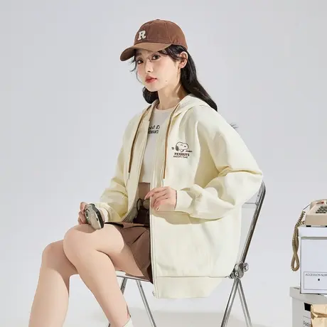 [史努比联名款]唐狮针织外套女秋季新款连帽爆款美式上衣休闲图片