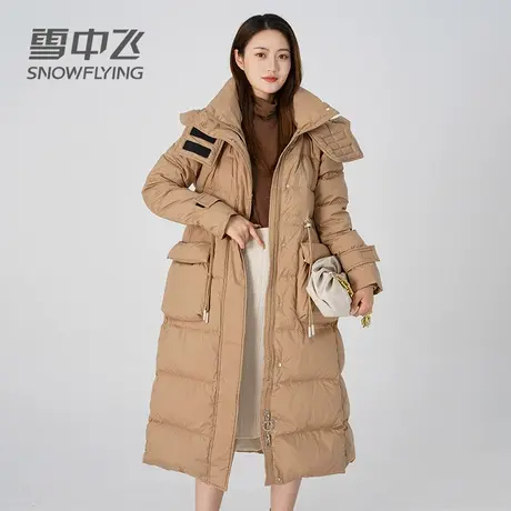 雪中飞羽绒服女冬季2023新款长款过膝连帽收腰修身宽松韩版潮外套图片