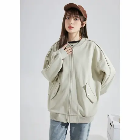唐狮棒球服外套女春秋新款美式设计感宽松休闲针织开衫春秋图片