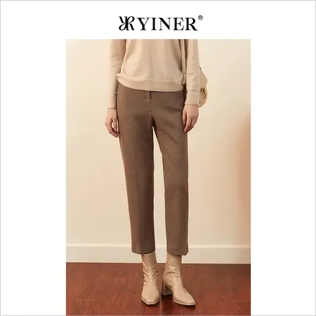 YINER音儿女装2021冬季新款羊毛直筒休闲裤图片