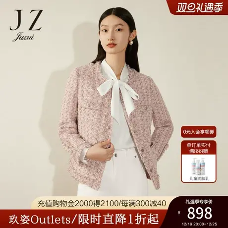 【小香风系列】JZ玖姿圆领鹅绒羽绒服女2022冬季新款短款长袖外套图片