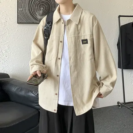 灯芯绒衬衫男长袖韩版宽松ins潮流百搭痞帅衬衣港风日系秋季外套商品大图