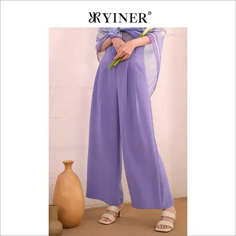货不对板-YINER音儿女装夏季法式时尚百搭长裤通勤阔腿休闲裤图片